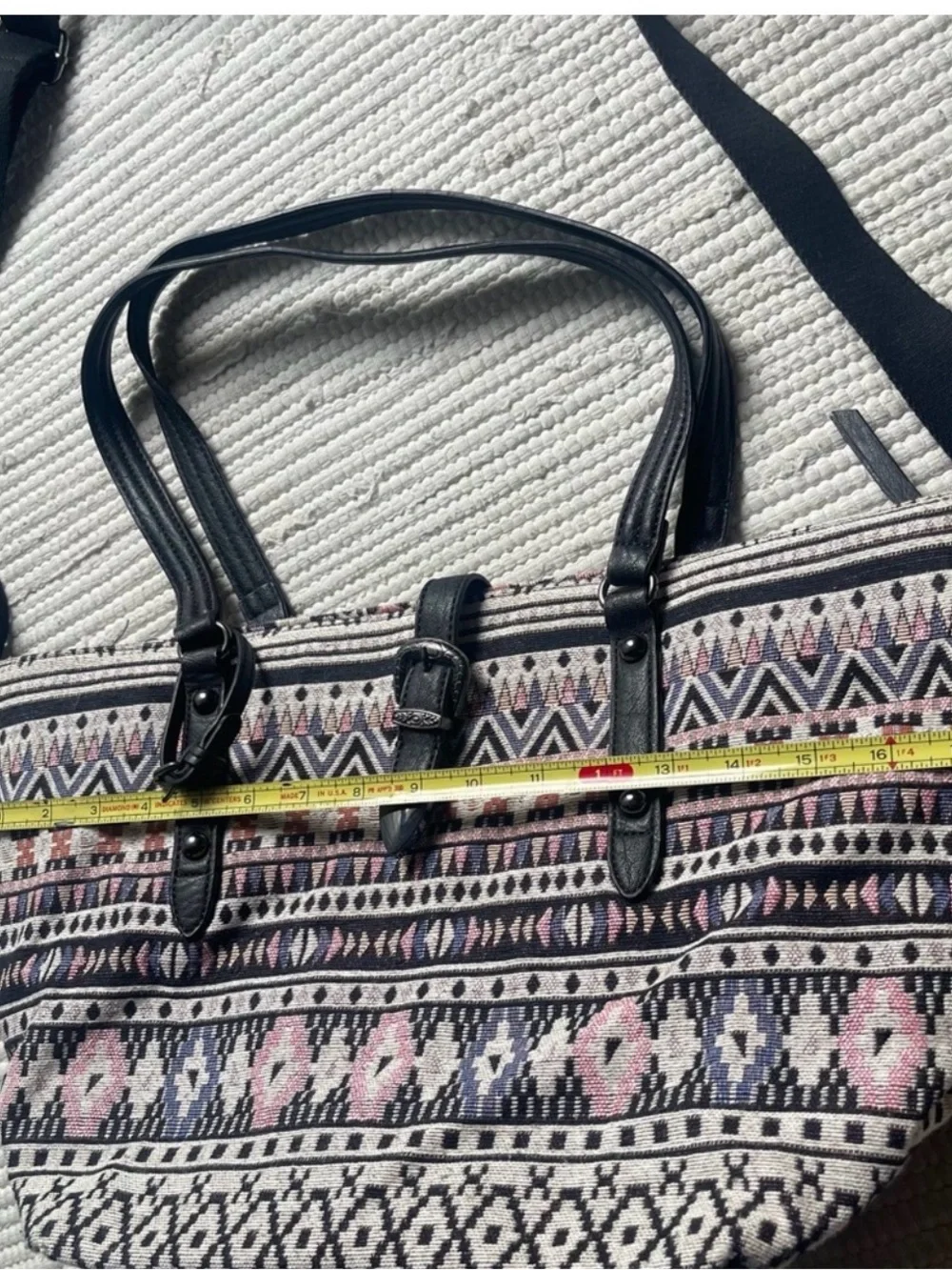 Jessica Simpson Tribal Tapestry Tote Bag Boho Aztec Crossbody Convertible Purse